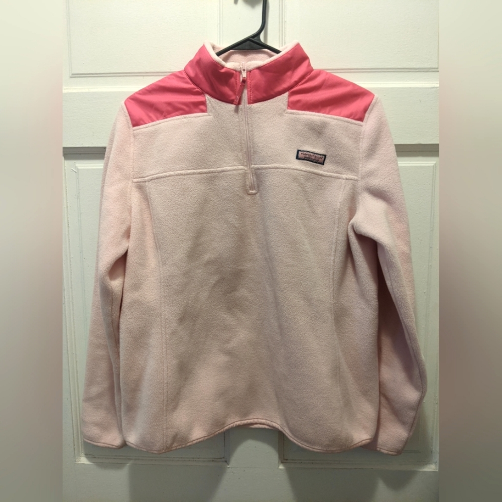 Vineyard Vines Women's Pink Polyester Quarter Zip Full Sleeve Jacket (M)